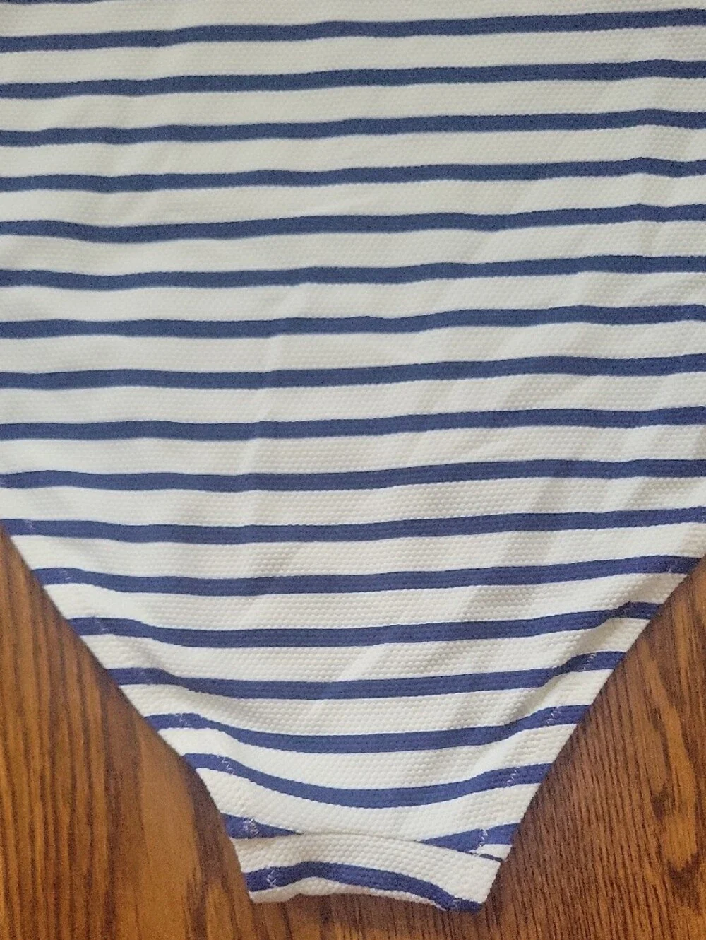 J. Crew Navy & White Stripe One-Piece Swimsuit with Coral Accent, Size 12